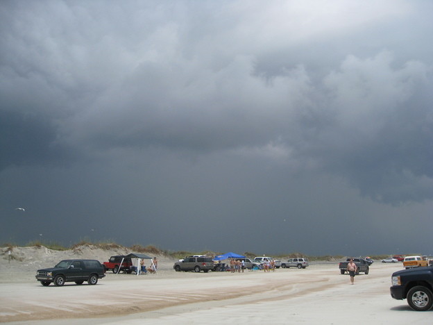 Thunder and lightning at the beach on Sunday