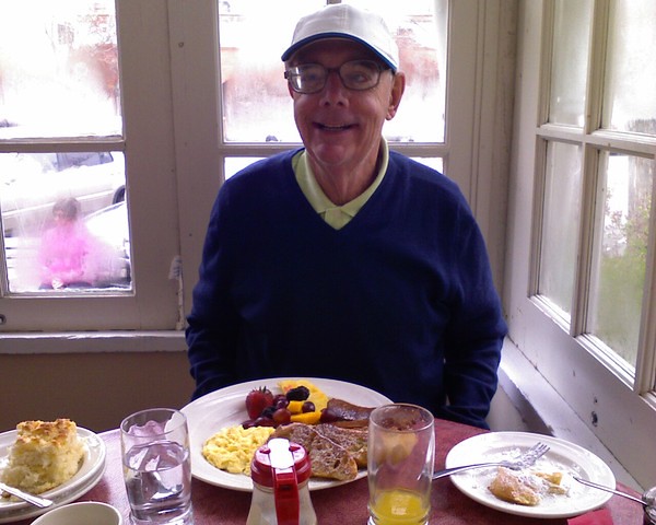 Uncle Eddie visiting Boulder and enjoying Creole breakfast at Lucile's
