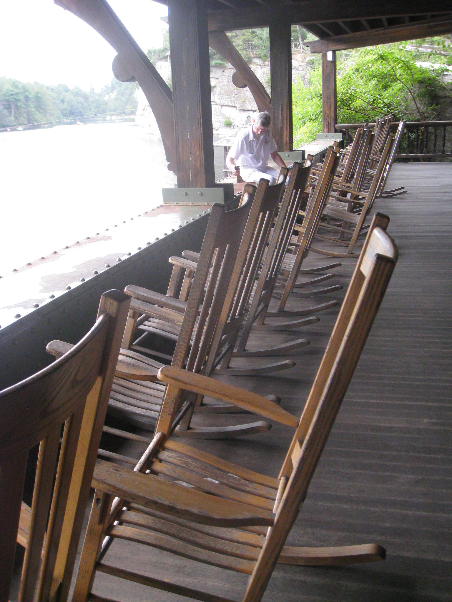 Rocking chairs overlooking Mohonk Lake