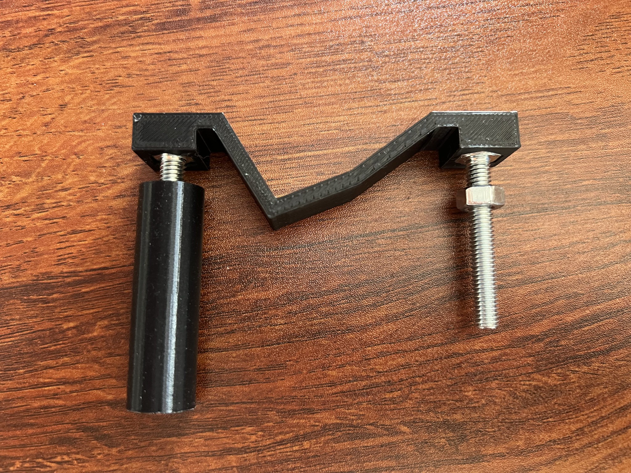 Post with threaded bolt and captured nut